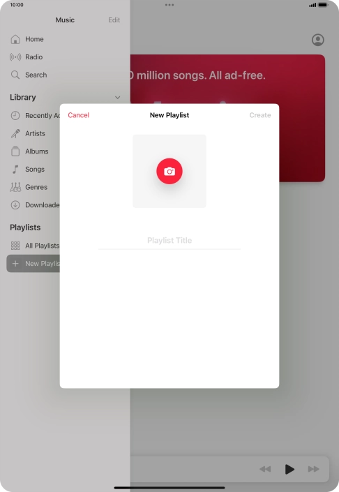 Press the text input field and key in a name for the playlist.