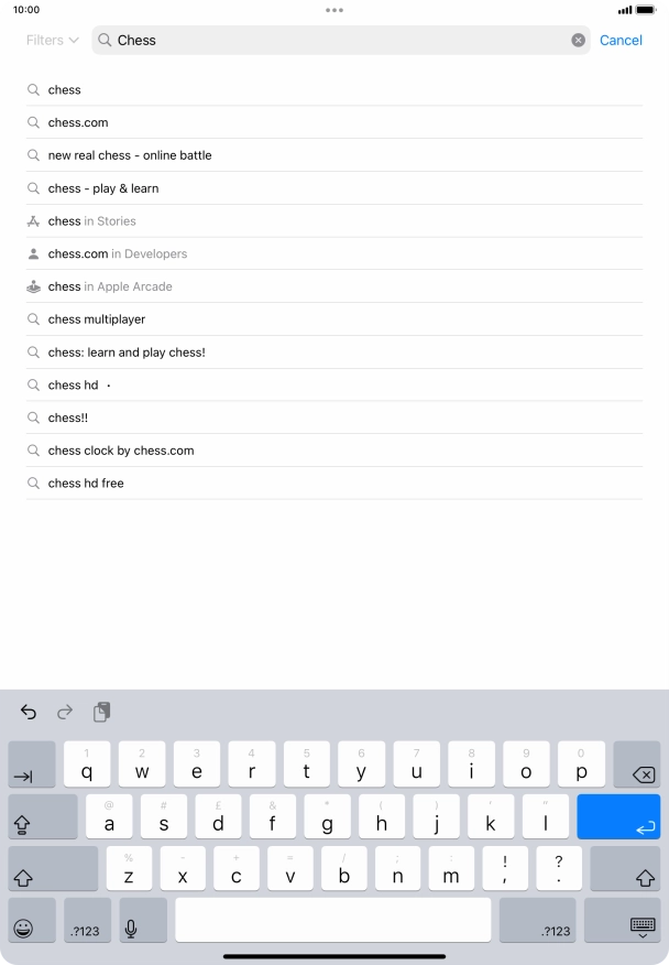 Key in the name or subject of the required app and press enter.