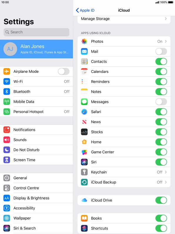 Press the indicator next to 