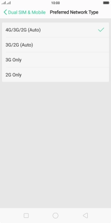 Press the required network mode.