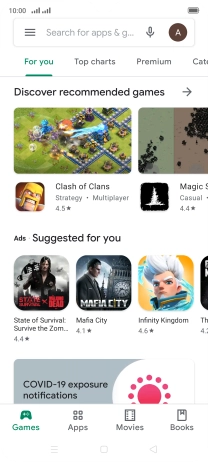 Press the search field.