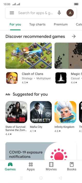 Press the search field.