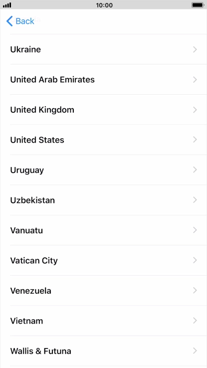 Press the required country or area.