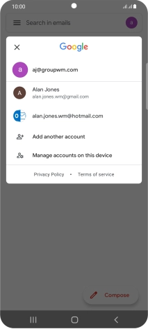 Press the required email account.