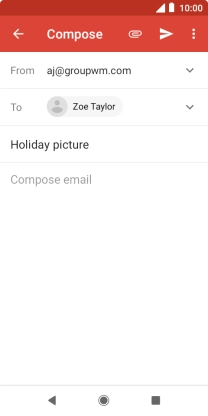 Press the text input field and write the text for your email message.