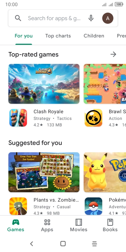 Press the search field.