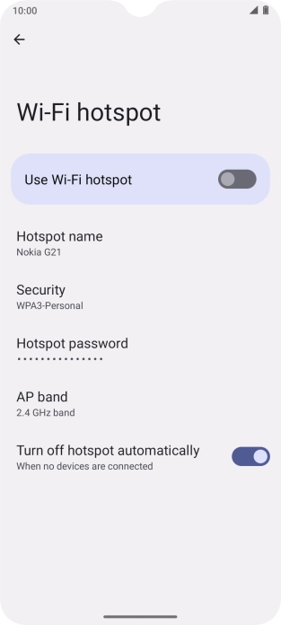 Press Hotspot password.