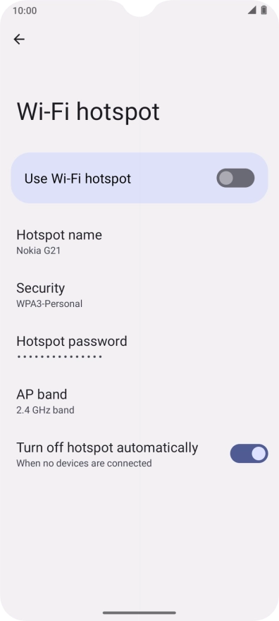 Press Hotspot password.