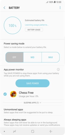 Press the required setting. Press the required setting.