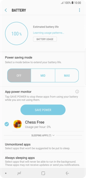 Press the required setting. Press the required setting.