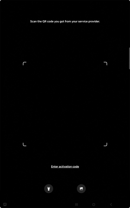 Place the QR code you've received inside the tablet camera frame to scan the code.