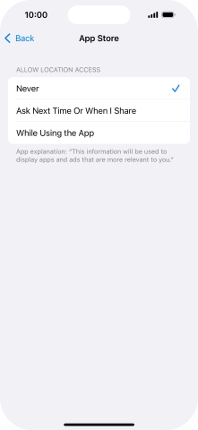 Press the required setting to turn the function on or off.