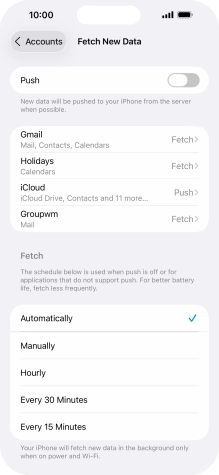 If you turn off the function, press the required setting.