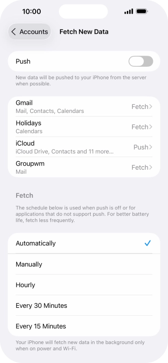 If you turn off the function, press the required setting.