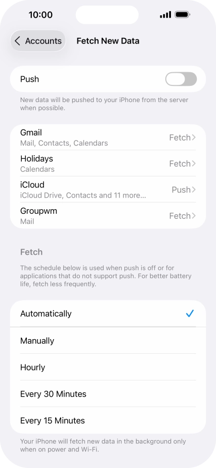 If you turn off the function, press the required setting.