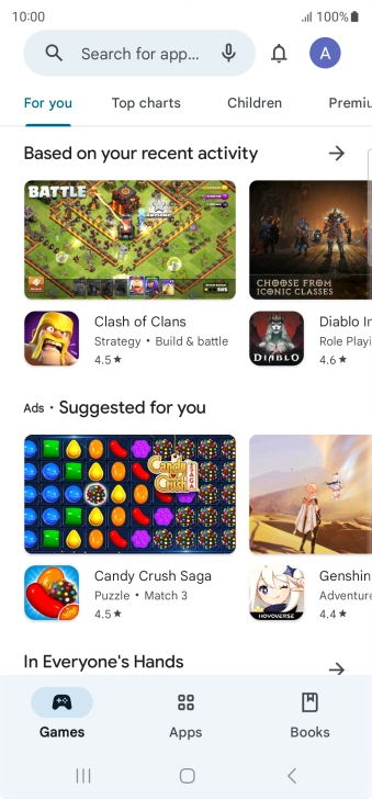 Press the search field.