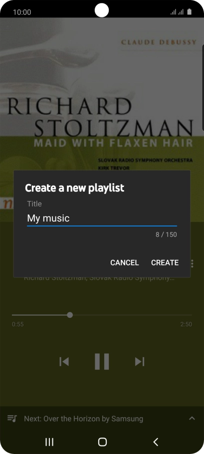 Key in a name for the playlist and press CREATE.