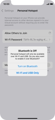 If Wi-Fi is turned on, press Wi-Fi and USB Only.