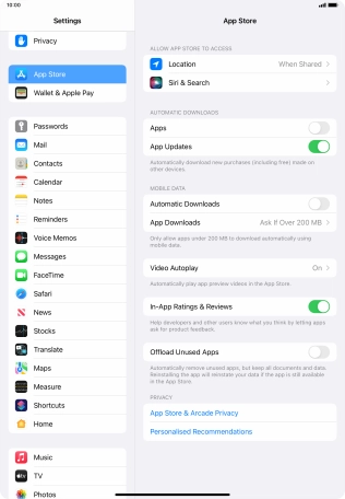 Press the indicators to turn the function on or off.
