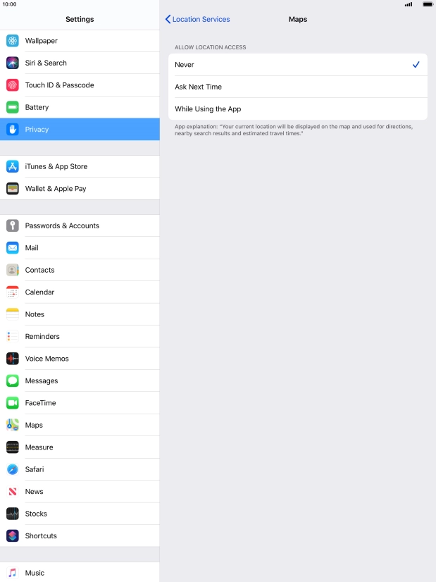 Press the required setting to turn the function on or off. Press the required setting to turn the function on or off.