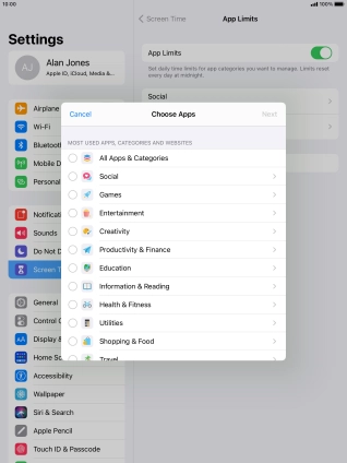 Press the required categories.