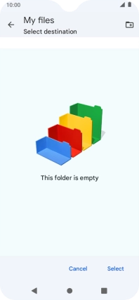 To create a new folder, press the new folder icon and follow the instructions on the screen to create a new folder.