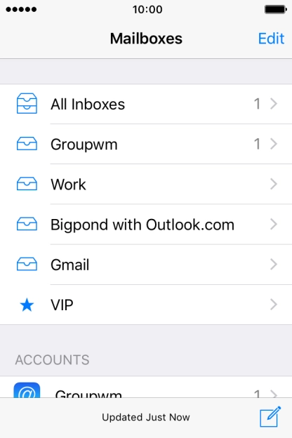 Press the required email account.