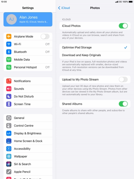 Press the indicator next to 