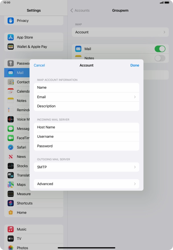 Press SMTP. Press SMTP.