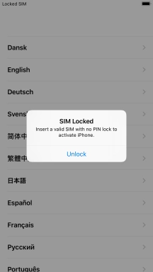 If your SIM is locked, press Unlock.