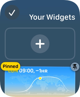 Press the pin widget icon on the required widget to pin it to the top of the stack.