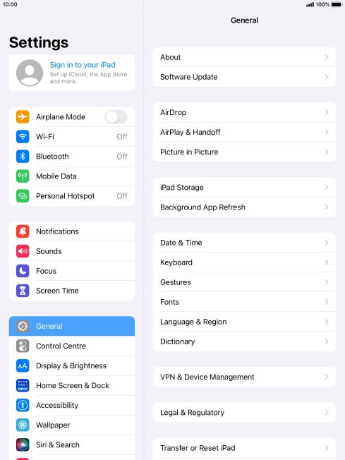 Press Sign in to your iPad. Press Sign in to your iPad.