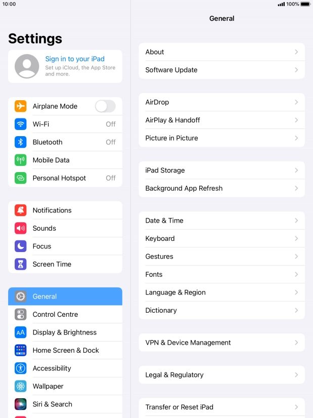 Press Sign in to your iPad. Press Sign in to your iPad.