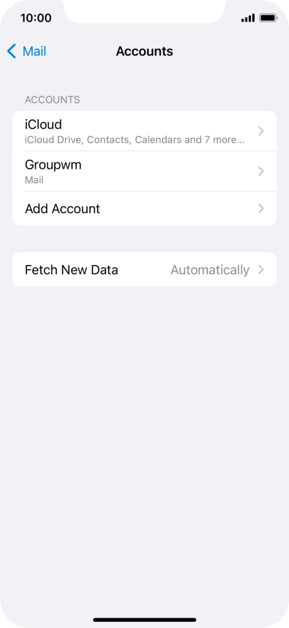 Press the name of the email account you've just set up.