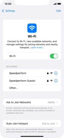 Press the required Wi-Fi network and key in the password for the Wi-Fi network.