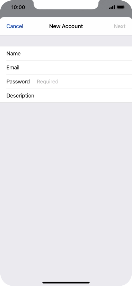 Press Password and key in the password for your email account.