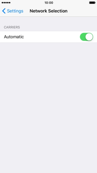 Press the indicator to turn automatic network selection on or off.