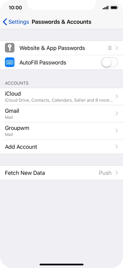 Press the required account.
