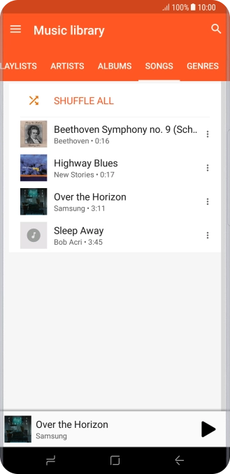 Press the required audio file.
