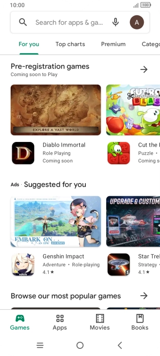 Press the search field.