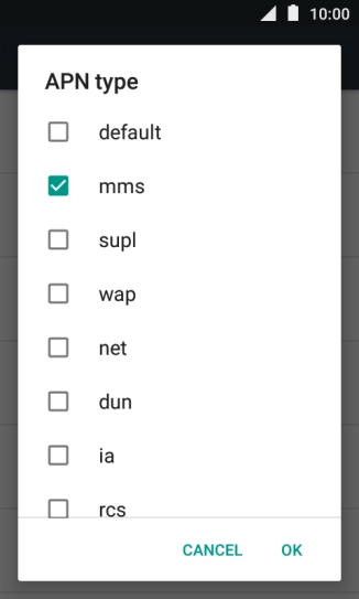 Make sure only mms is selected.