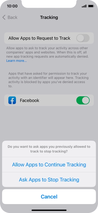 If you turn off the function, press the required setting.