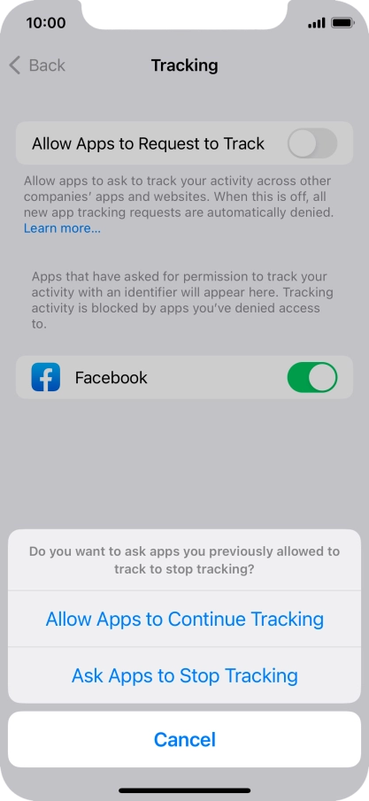 If you turn off the function, press the required setting.