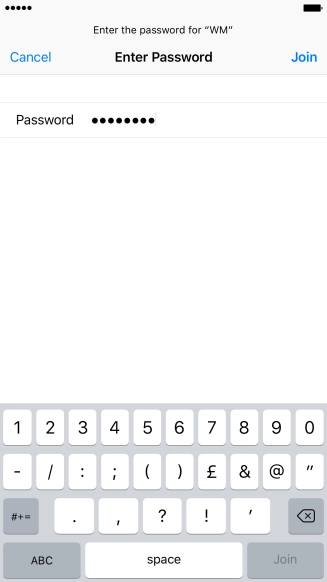 Key in the password for the Wi-Fi network and press Join.