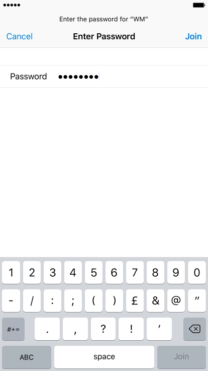 Key in the password for the Wi-Fi network and press Join.