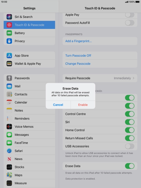If you turn on the function, press Enable. If you turn on the function, press Enable.