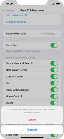 If you turn on the function, press Enable.