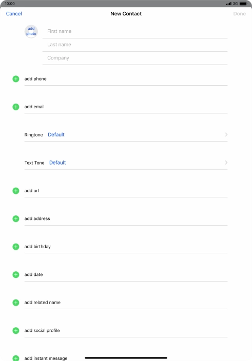 Press First name and key in the first name.