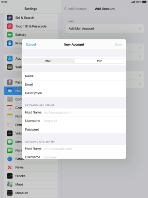 Press Host Name and key in the name of your email provider's incoming server. Press Host Name and key in the name of your email provider's incoming server.