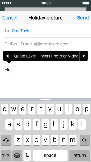 Press Insert Photo or Video and go to the required folder.